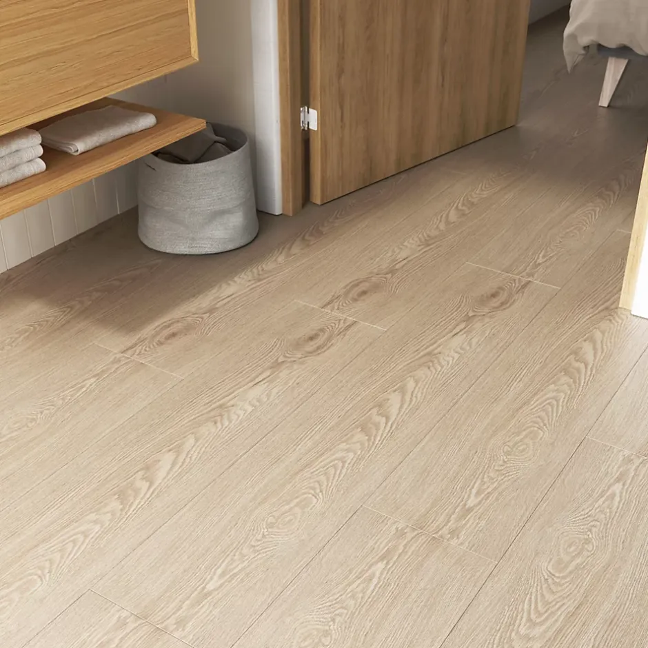 GoodHome Lame minérale composite clipsable Italo 129 x 20 cm imitation bois naturel (vendue au carton)