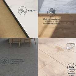 GoodHome Lame minérale composite clipsable Italo 129 x 20 cm imitation bois naturel (vendue au carton)