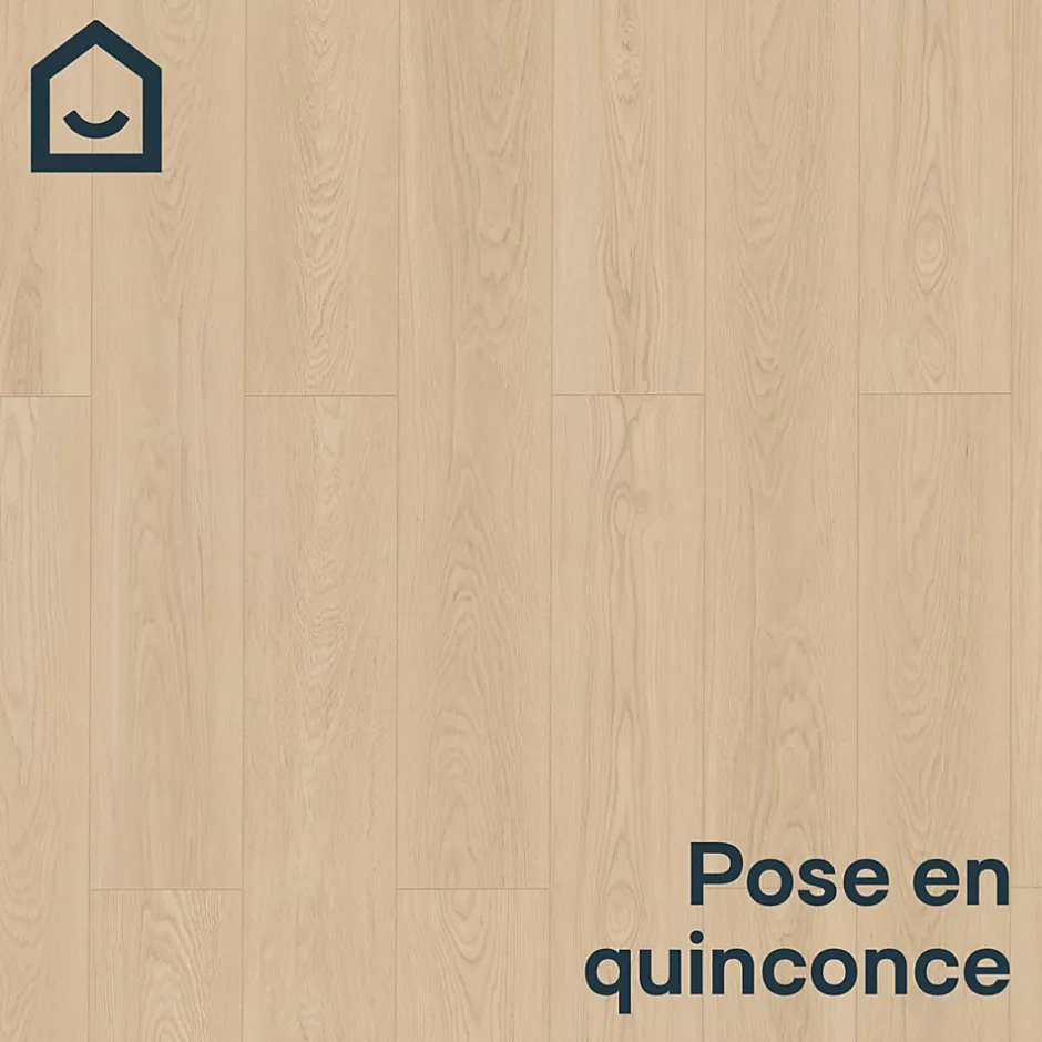 GoodHome Lame minérale composite clipsable Italo 129 x 20 cm imitation bois naturel (vendue au carton)