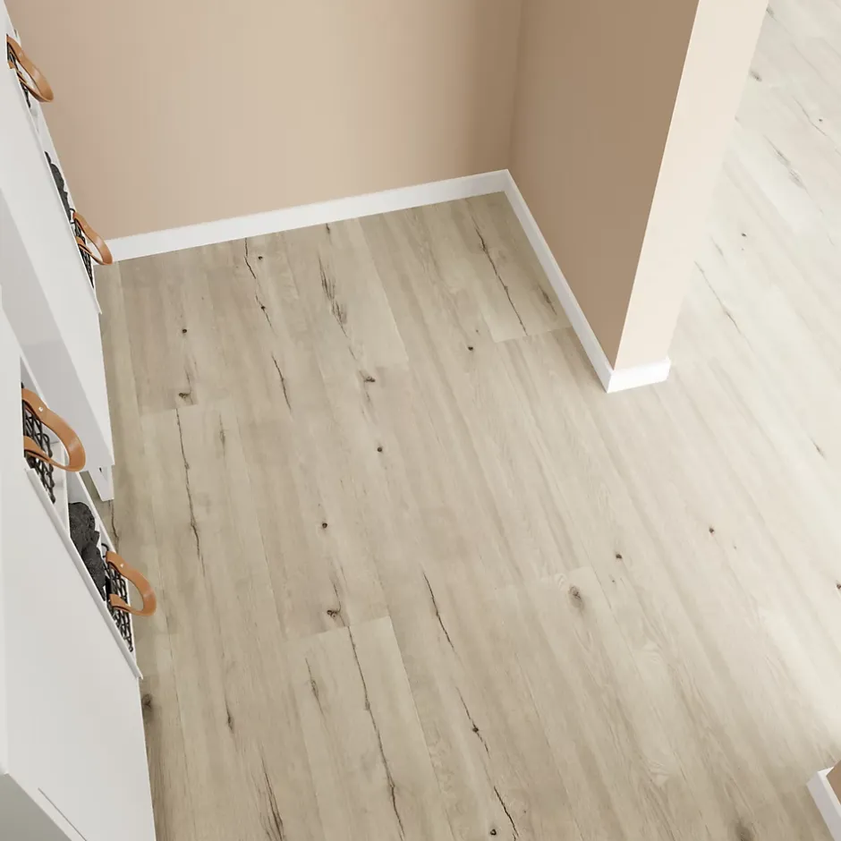 Lame minérale composite clipsable Italo 129 x 20 cm décor bois clair rustique (vendue au carton)-GoodHome Online