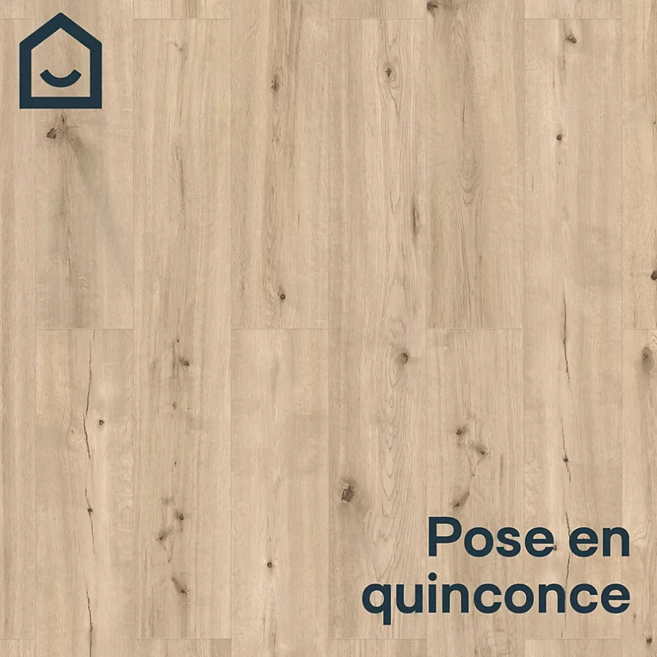 Lame minérale composite clipsable Italo 129 x 20 cm décor bois clair rustique (vendue au carton)-GoodHome Online