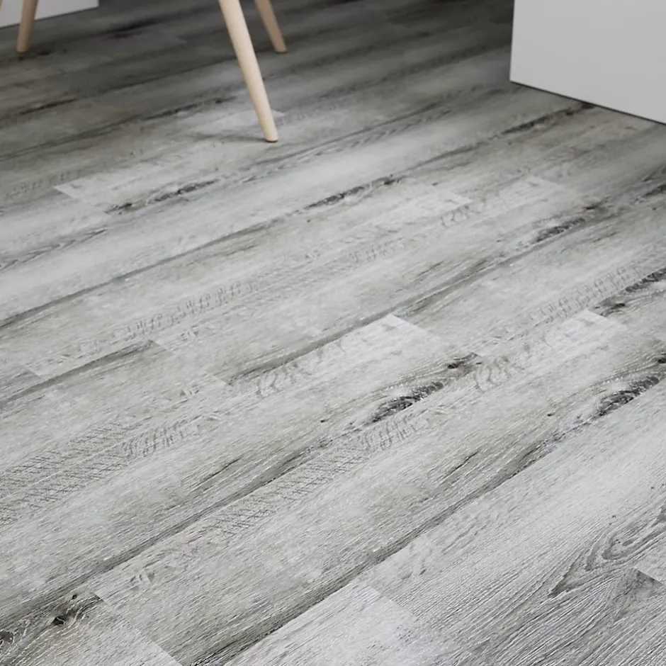 GoodHome Lame PVC adhésive Poprock bois gris rustique 15,2 x 91,4 cm