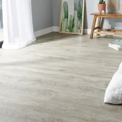 Lame PVC clipsable Baila chêne vieilli gris brun L. 122 x l. 15 cm-GoodHome Online