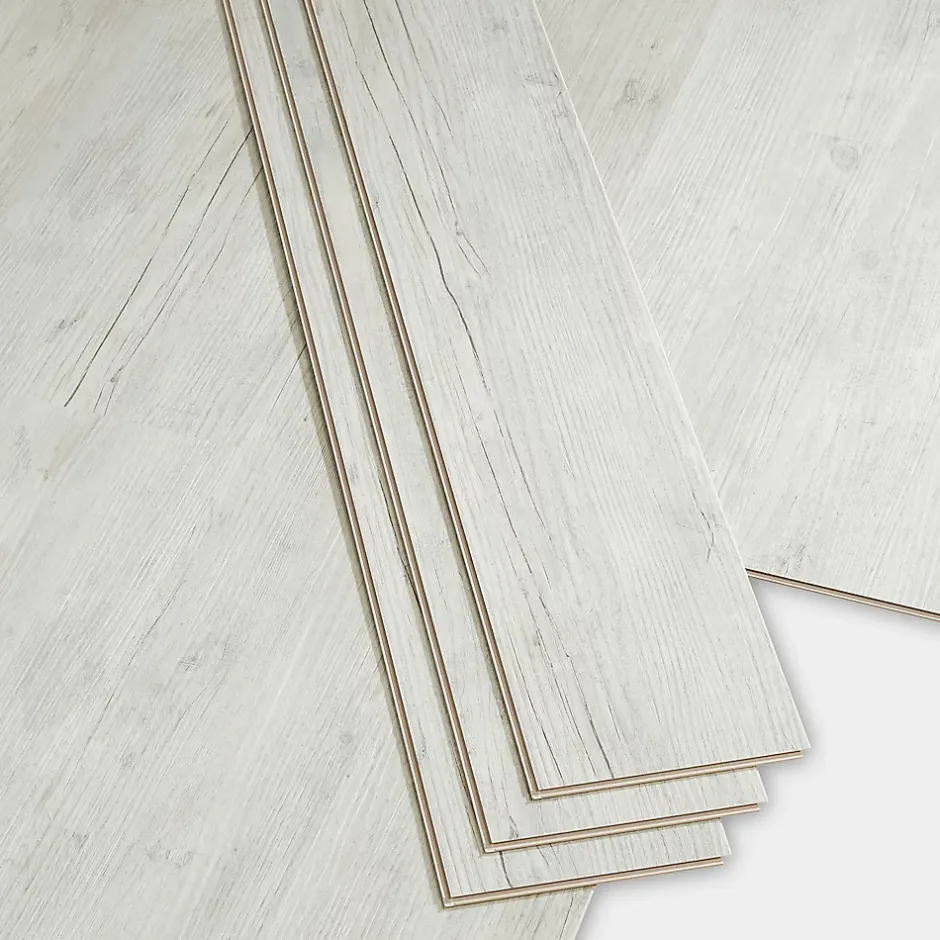 GoodHome Lame PVC clipsable Baila chêne vieilli gris clair L. 122 x l. 15 cm