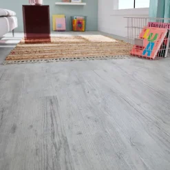 GoodHome Lame PVC clipsable Baila chêne vieilli gris clair L. 122 x l. 15 cm