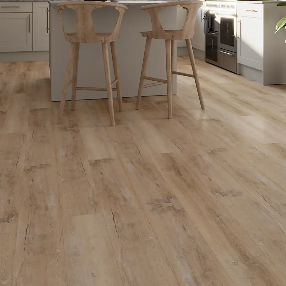 Lame PVC clipsable Mambo 124x19 cm décor bois naturel vintage (vendue au carton)-GoodHome Sale