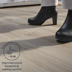 Lame PVC clipsable Mambo plus 18x122 cm décor bois gris brun avec sous-couche intégrée (vendue au carton)-GoodHome