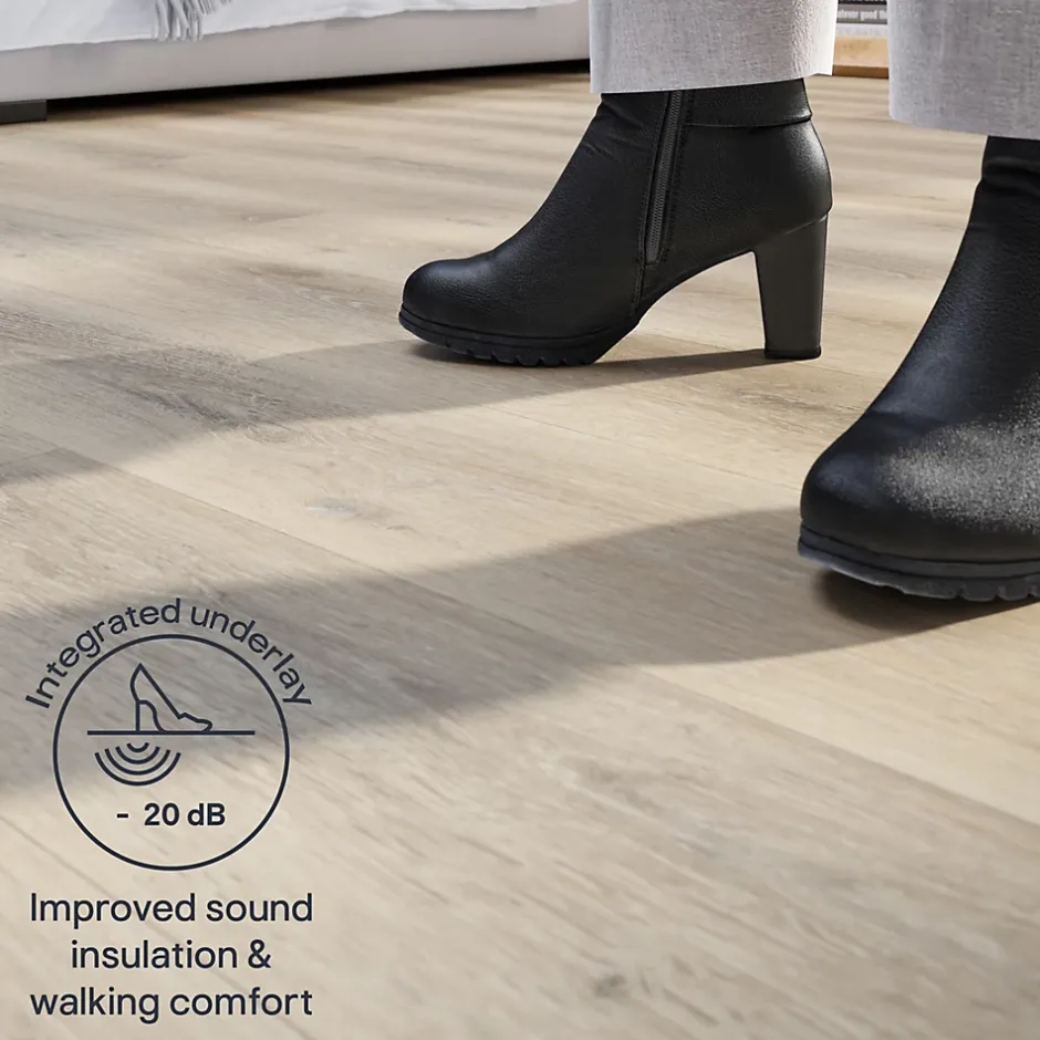 Lame PVC clipsable Mambo plus 18x122 cm décor bois naturel avec sous-couche intégrée (vendue au carton)-GoodHome Discount