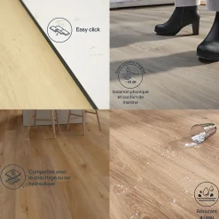 Lame PVC clipsable Mambo plus 18x122 cm décor bois naturel avec sous-couche intégrée (vendue au carton)-GoodHome Discount