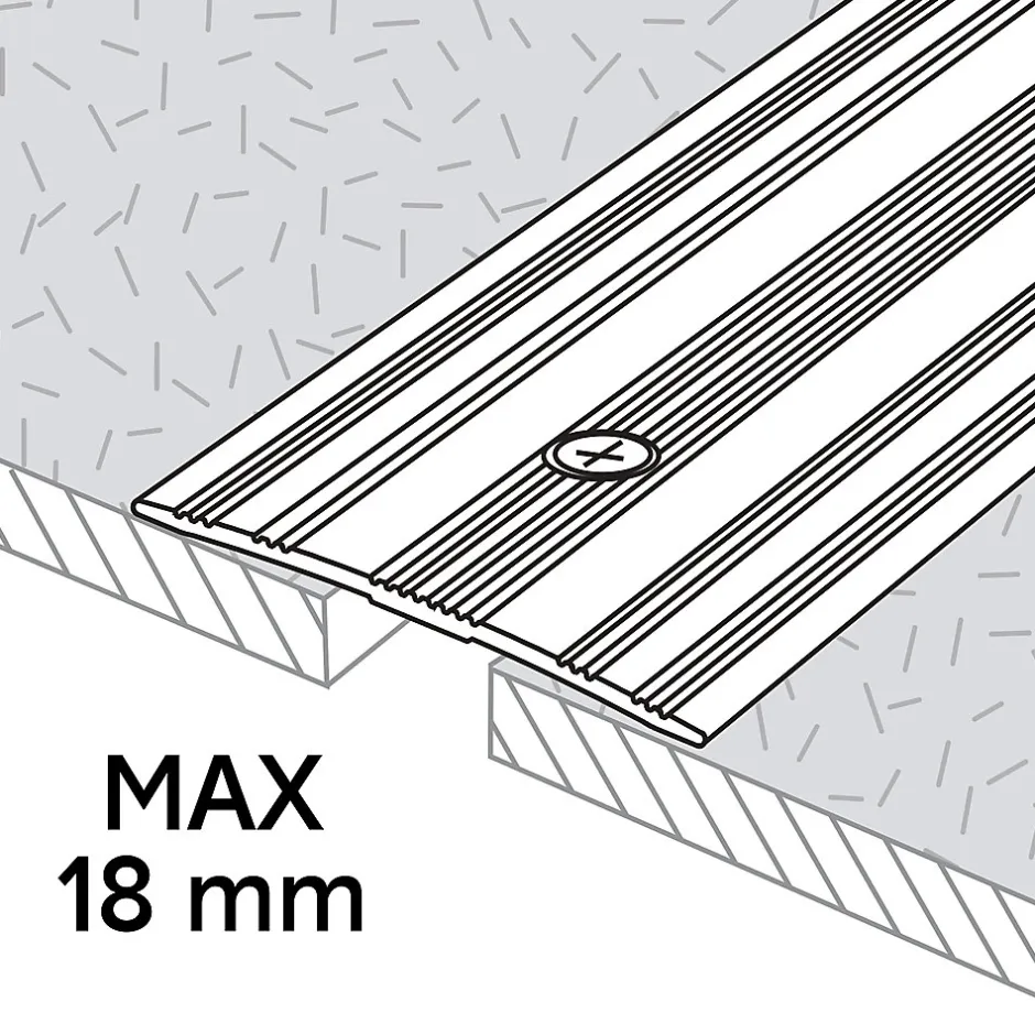 GoodHome Large barre de seuil en aluminium décor métal mat 60 x 1 800 mm