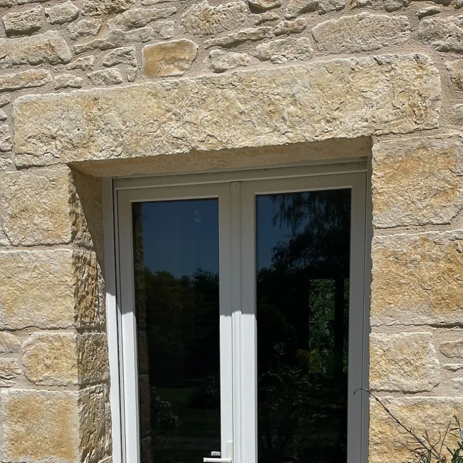 Ro'Ma Nature Linteau pierre de parement extérieur Province ton doré - 90 cm (à l'unité) -