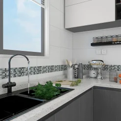 GoodHome Listel 5 x 30 cm verre brillant gris