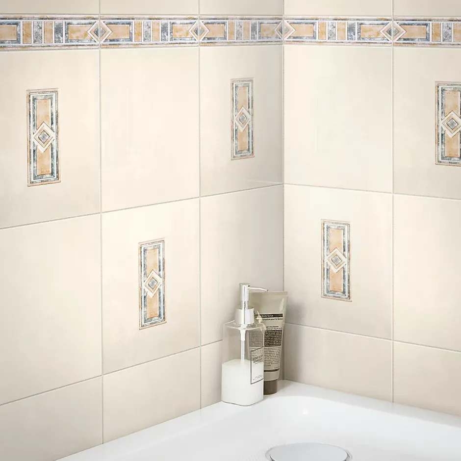 Listel beige 5x20cm Marbly effet marbre- Clearance