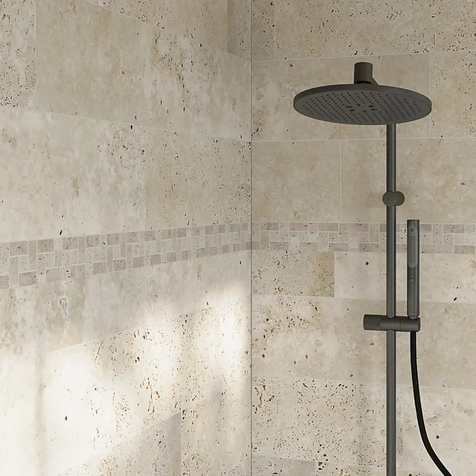 Listel mural en travertin L.30 x l.7 cm x ép.8 mm, Travertino- Discount