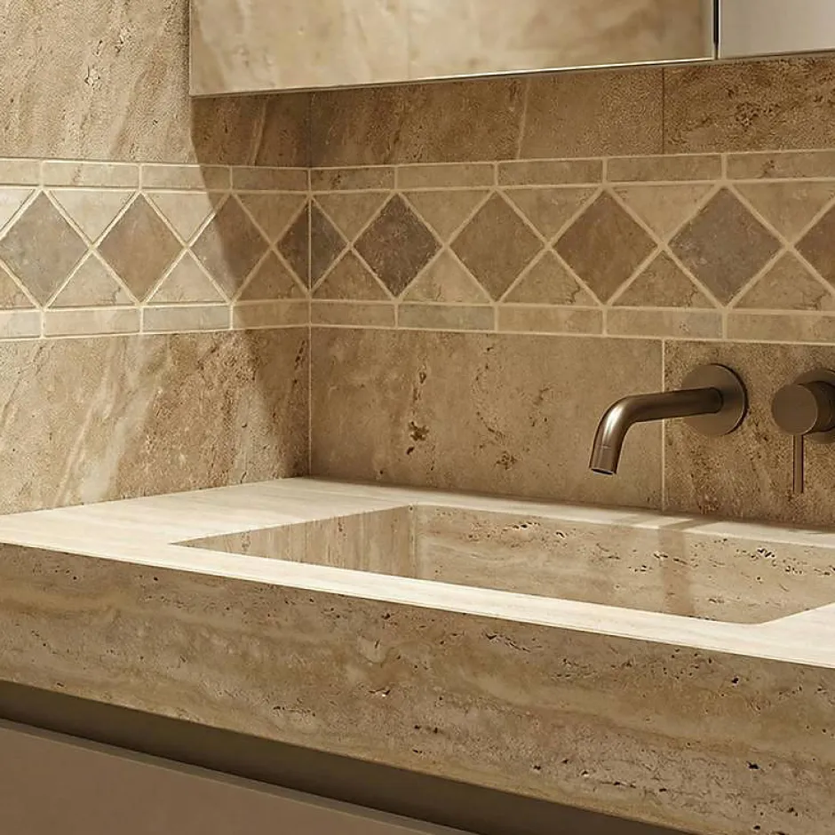 Decoon Listel Travertin Mix Light/Noce 10x29x1 cm