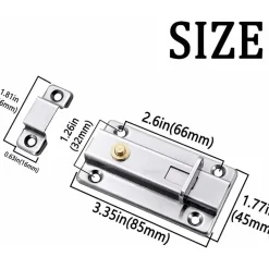 Deko Loquet de porte coulissante automatique à ressort flexible en acier inoxydable de 4 po avec bouton (paquet de 2, argent)