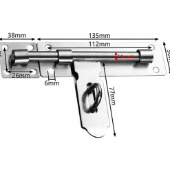 Deko Loquet de porte serrure de porte loquet de porte pêne de porte loquet de porte coulissante acier inoxydable