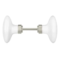 GoodHome Lot 2 boutons de porte ovale porcelaine et zinc blanc l.4.2cm x h.6.5cm