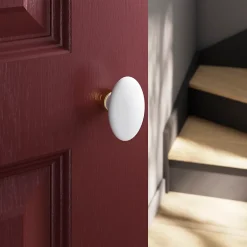 Lot 2 boutons de porte ovale blanc l.4.2cm x h.6.5cm-GoodHome Discount