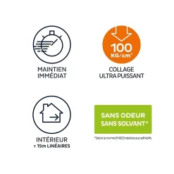 Lot 3 colle parquets Fixation Plinthes 310ml-Bostik Hot