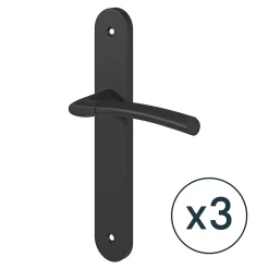 Lot 3 ensembles poignée sur plaque rond Hirel effet nickel mat noir L.128mm x l.40mm entraxe 195mm-GoodHome Sale