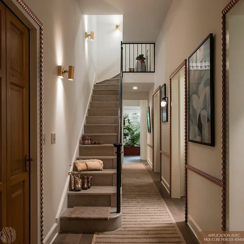 Lot 5 Moulures Décoratives Perle Brut- 100 x 2 cm - Bois de hêtre massif - Style Parisien - A peindre-Decoparisienne Best