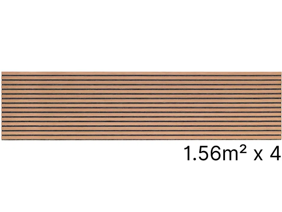 Lot 4 Panneaux Muraux Acoustiques en Bois - 240x60cm - Cerisier Naturel - A Lattes - Panneau Tasseau de Bois Naturel-Quiet Wall Clearance