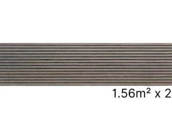 Lot 2 Panneaux Muraux Acoustiques en Bois - 240x60cm - 3.12m² - Chêne Foncé - A Lattes - Panneau Tasseau de Bois Naturel-Quiet Wall Online