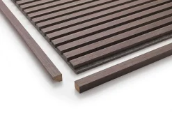 Quiet Wall Lot 4 Panneaux Muraux Acoustiquec en Bois - 240x60cm - Chêne Foncé - A Lattes - Panneau Tasseau de Bois Naturel