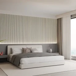 Mpdiscount Lot 4 pièces - Panneau Acoustique - Chêne - Feutrine Noir - 240x60x1.1cm