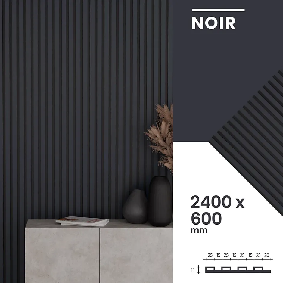Lot 4 pièces - Panneau Acoustique - Noir Mat - Feutrine Noir - 240x60x1.1cm-Mpdiscount Sale