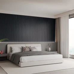 Lot 4 pièces - Panneau Acoustique - Noir Mat - Feutrine Noir - 240x60x1.1cm-Mpdiscount Sale