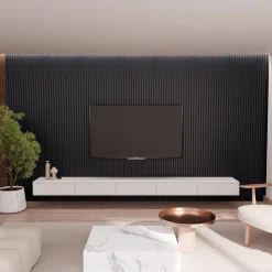 Lot 4 pièces - Panneau Acoustique - Noir Mat - Feutrine Noir - 240x60x1.1cm-Mpdiscount Sale