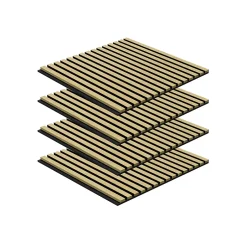 Lot 4 pièces, Panneau Acoustique, Chêne, Feutrine Noir, 60x60cm-Perform Panel Best