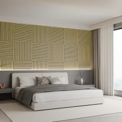 Lot 4 pièces, Panneau Acoustique, Chêne, Feutrine Noir, 60x60cm-Perform Panel Best