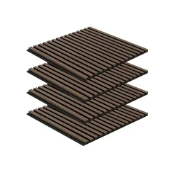 Lot 4 pièces, Panneau Acoustique, Noyer, Feutrine Noir, 60x60cm-Perform Panel Clearance