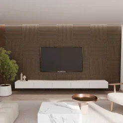 Lot 4 pièces, Panneau Acoustique, Noyer, Feutrine Noir, 60x60cm-Perform Panel Clearance