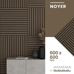 Lot 4 pièces, Panneau Acoustique, Noyer, Feutrine Noir, 60x60cm-Perform Panel Clearance