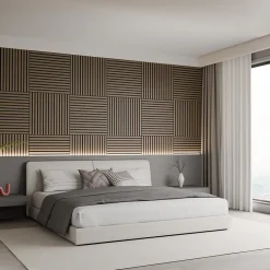 Lot 4 pièces, Panneau Acoustique, Noyer, Feutrine Noir, 60x60cm-Perform Panel Clearance