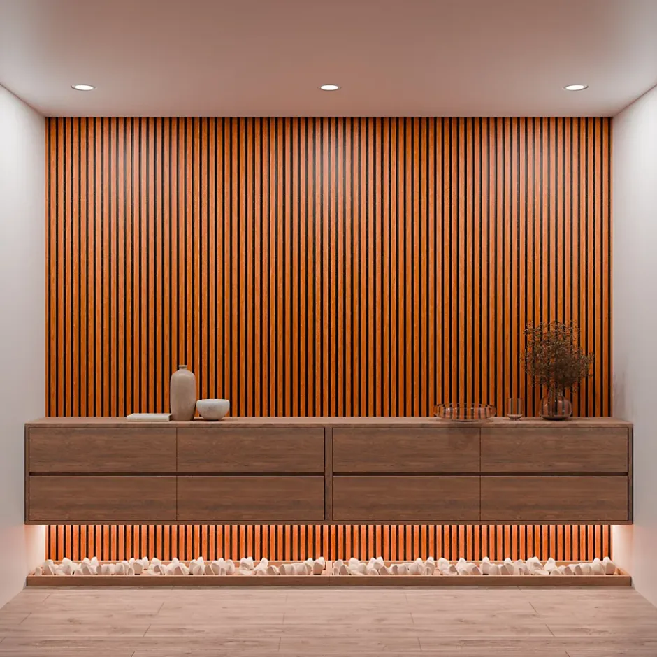 Mpdiscount Lot 5 pièces Panneau Acoustique - Bronze - Feutrine Noir - 240x60cm