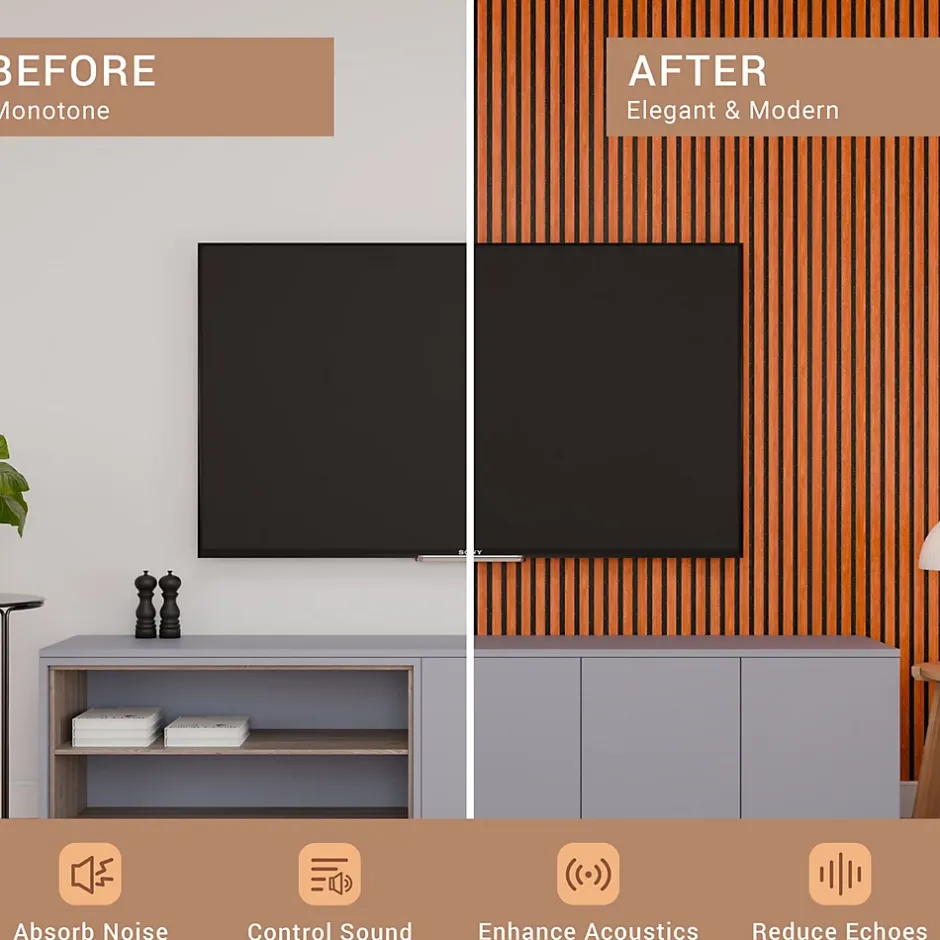 Mpdiscount Lot 5 pièces Panneau Acoustique - Bronze - Feutrine Noir - 240x60cm