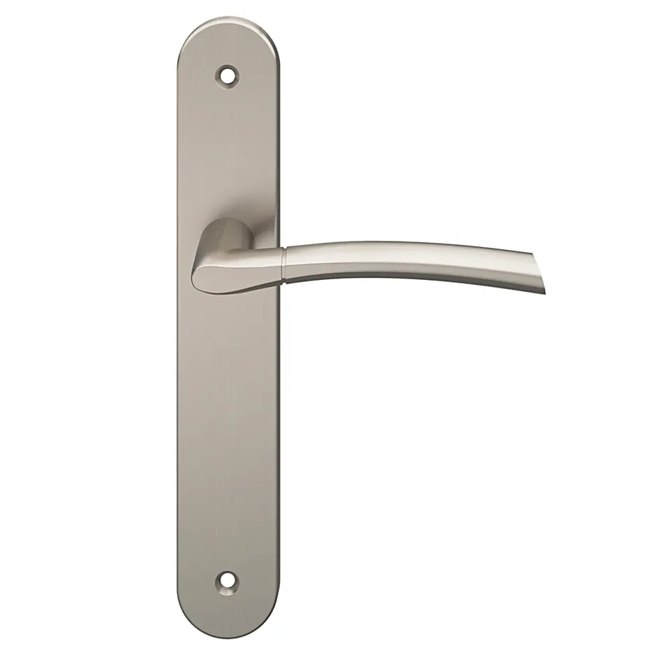 Lot 3 poignées sur plaque GoodHome Hirel effet nickel satin gris L.128mm x l.40mm entraxe 195mm