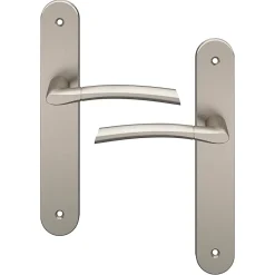 Lot 3 poignées sur plaque GoodHome Hirel effet nickel satin gris L.128mm x l.40mm entraxe 195mm