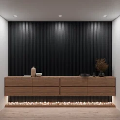 Lot de 2 - 240 x 60 cm - Panneau Tasseaux - Noir Mat - Feutrine Noir-Mpdiscount Hot