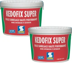 Lot de 2 colles pour Carrelage Haute Performance Kedofix , Prêt à l'emploi, Intérieur/extérieur, seau de 20 kg-Semin Discount