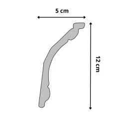 Lot de 12 Corniches Classiques Polymère Moulure Plafond, L.240 cm x P.12 cm, Ep.50 mm-Wood&Sens Best