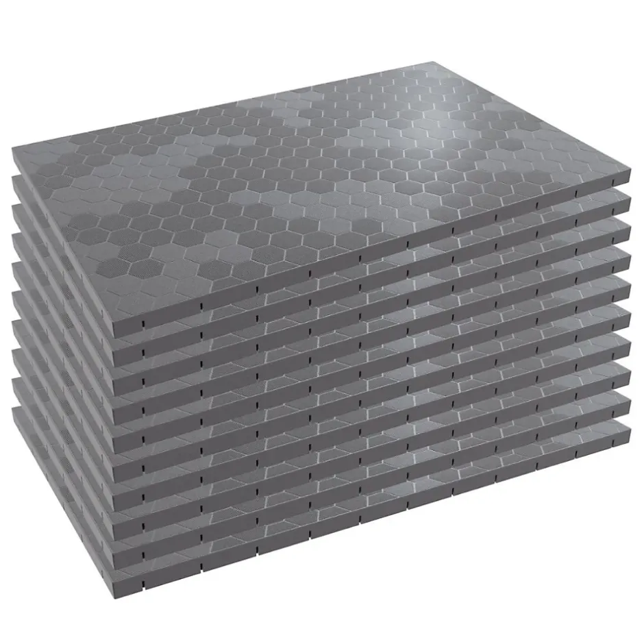 Lot de 10 Dalles de sol Clipsables Grises 116x76x3 cm Rectangulaire Polypropylène Revêtement de Sol 7.69m2-Intec Clearance