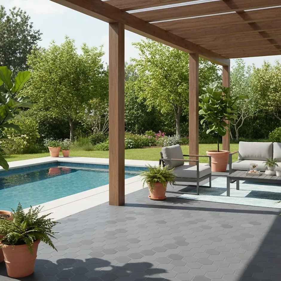 Lot de 10 Dalles de sol Clipsables Grises 116x76x3 cm Rectangulaire Polypropylène Revêtement de Sol 7.69m2-Intec Clearance