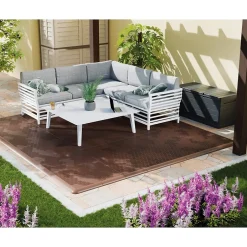 Lot de 10 Dalles de sol Clipsables Marron Taupe 116x76x3cm Polypropylène Revêtement de Sol Modulable 7.69m2-Intec Outlet