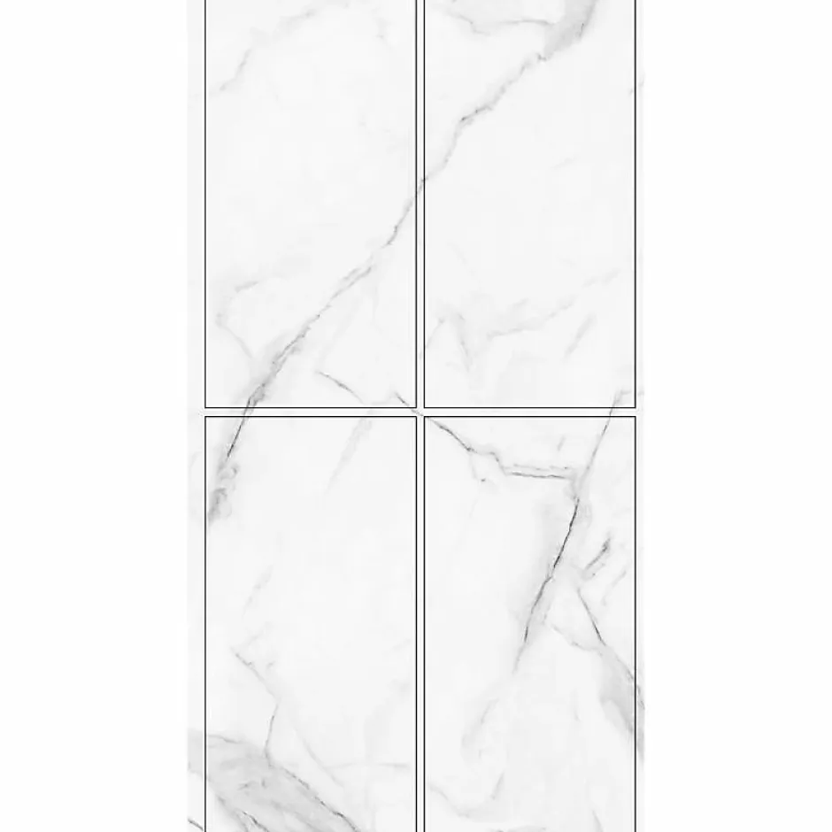 Lot de 4 Dalles Murales Douche SPC/PVC Décor Marbre Blanc brillant - 59,2x118,4cm - 2,8M²-Decoon New